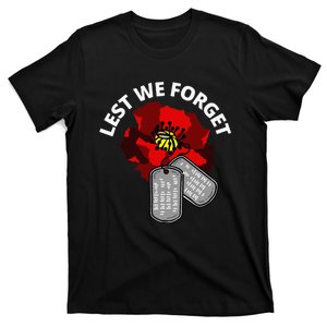 Veterans Day Lest We Forget Red Poppy Flower Usa T-Shirt