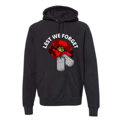 Veterans Day Lest We Forget Red Poppy Flower Usa Premium Hoodie