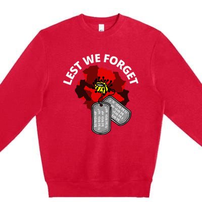 Veterans Day Lest We Forget Red Poppy Flower Usa Premium Crewneck Sweatshirt