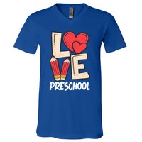 Valentines Day Love Preschool Squad Teacher Life Heart Gift V-Neck T-Shirt