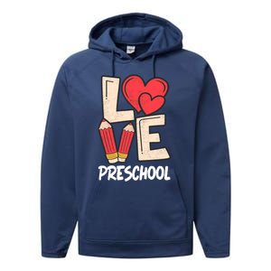 Valentines Day Love Preschool Squad Teacher Life Heart Gift Performance Fleece Hoodie