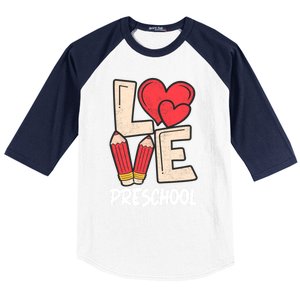 Valentines Day Love Preschool Squad Teacher Life Heart Gift Baseball Sleeve Shirt