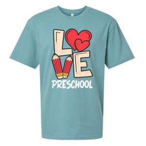 Valentines Day Love Preschool Squad Teacher Life Heart Gift Sueded Cloud Jersey T-Shirt