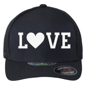 Valentine's Day Love Women's's White Heart Red Flexfit Unipanel Trucker Cap