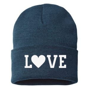 Valentine's Day Love Women's's White Heart Red Sustainable Knit Beanie