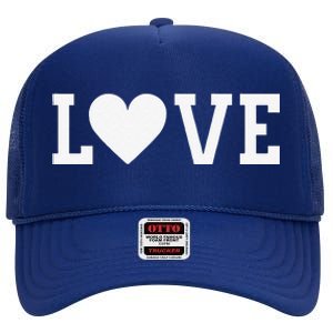 Valentine's Day Love Women's's White Heart Red High Crown Mesh Back Trucker Hat