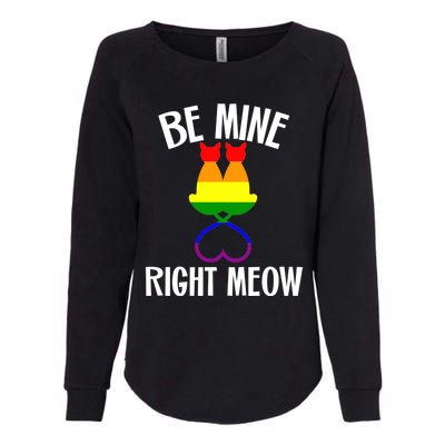 Valentine's Day Lesbian Pride Cat Lovers Be Mine Right Meow Funny Gift Womens California Wash Sweatshirt