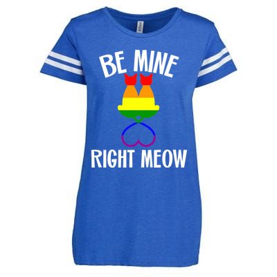 Valentine's Day Lesbian Pride Cat Lovers Be Mine Right Meow Funny Gift Enza Ladies Jersey Football T-Shirt