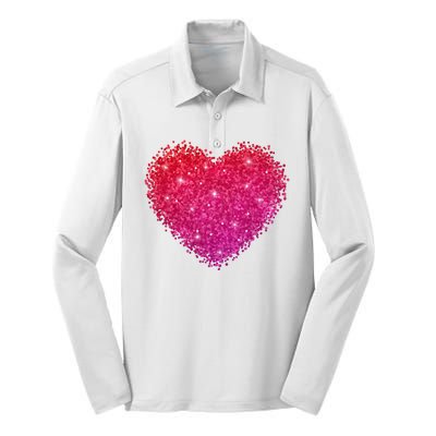 Valentines Day Love Heart Cute Romantic Gift Silk Touch Performance Long Sleeve Polo