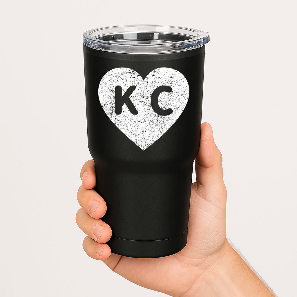 Vintage Distressed Love Kansas City KC Heart Print Tumbler