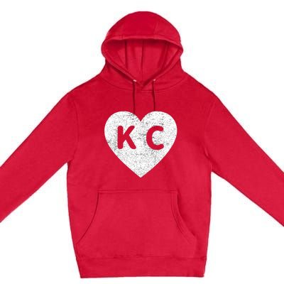 Vintage Distressed Love Kansas City KC Heart Print Premium Pullover Hoodie