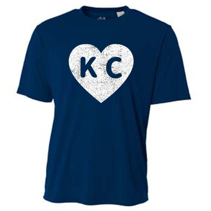 Vintage Distressed Love Kansas City KC Heart Print Cooling Performance Crew T-Shirt