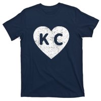 Vintage Distressed Love Kansas City KC Heart Print T-Shirt