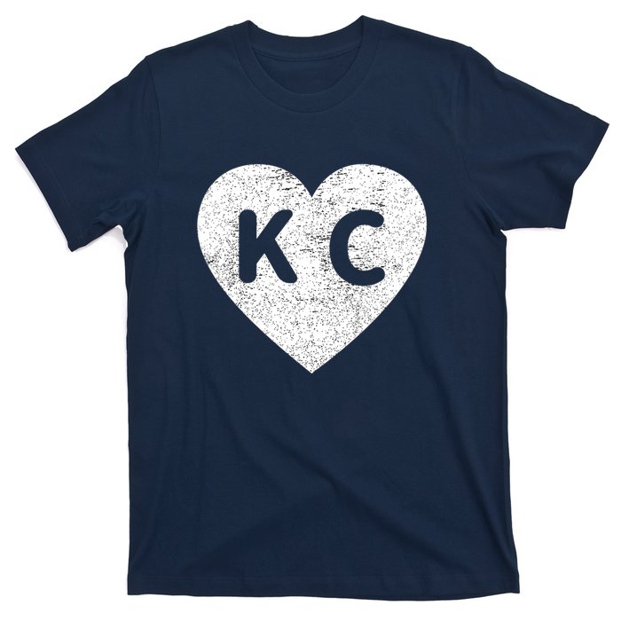 Vintage Distressed Love Kansas City KC Heart Print T-Shirt