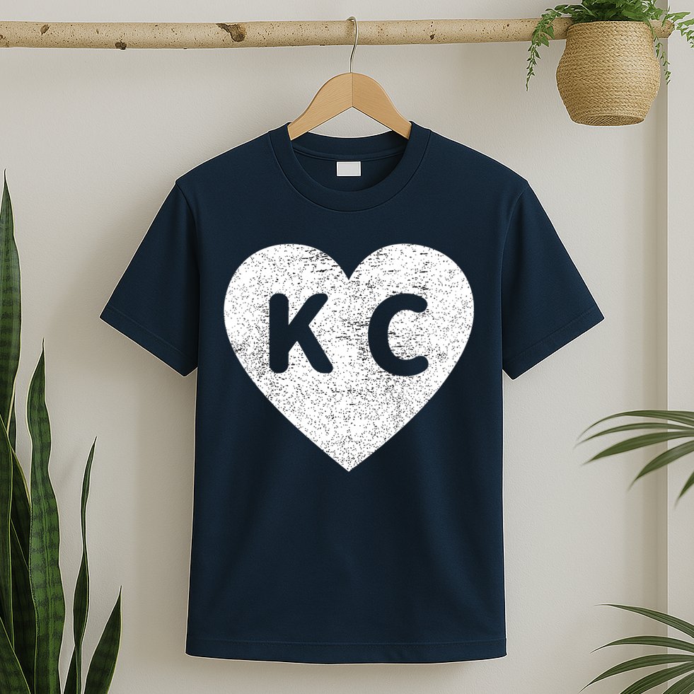 Vintage Distressed Love Kansas City KC Heart Print T-Shirt