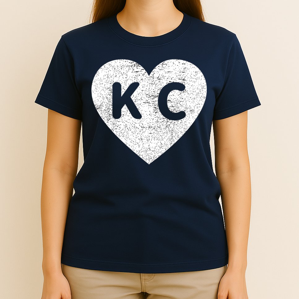 Vintage Distressed Love Kansas City KC Heart Print T-Shirt
