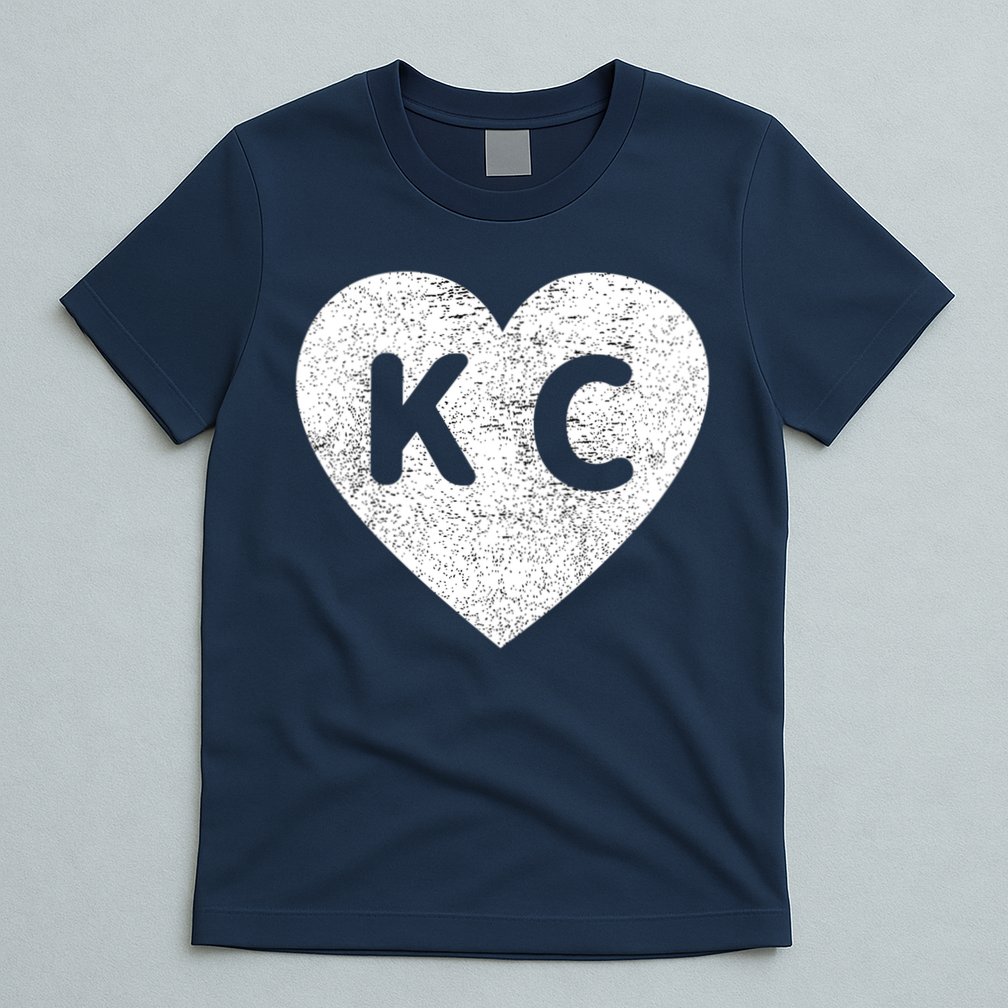 Vintage Distressed Love Kansas City KC Heart Print T-Shirt