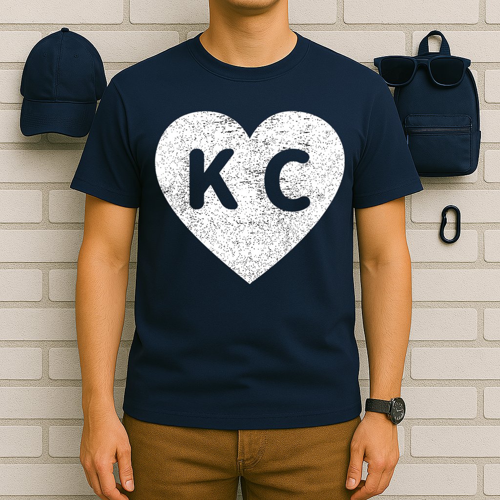Vintage Distressed Love Kansas City KC Heart Print T-Shirt
