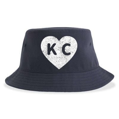 Vintage Distressed Love Kansas City KC Heart Print Sustainable Bucket Hat