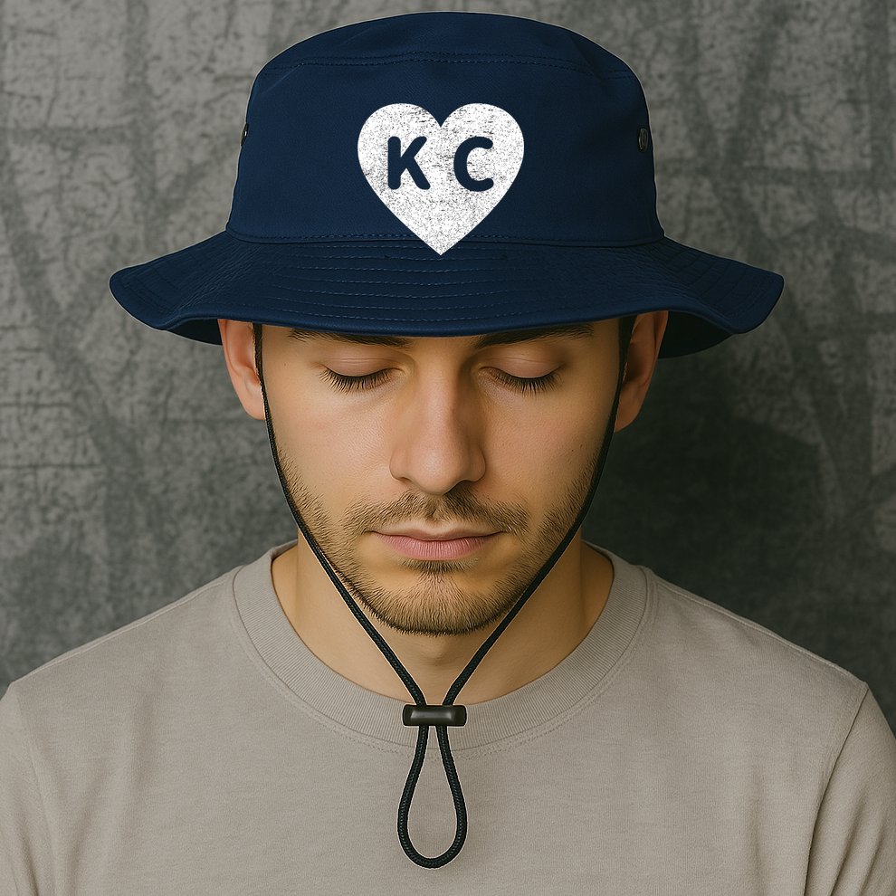 Vintage Distressed Love Kansas City KC Heart Print Bucket Hat