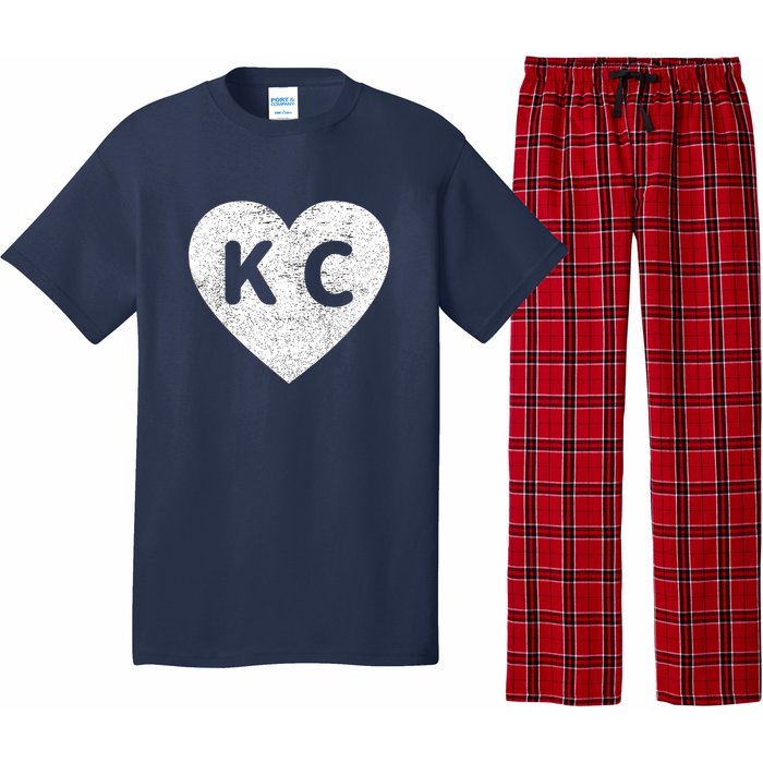 Vintage Distressed Love Kansas City KC Heart Print Pajama Set