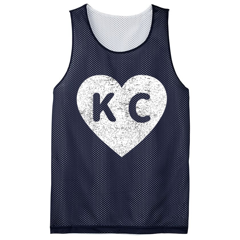 Vintage Distressed Love Kansas City KC Heart Print Mesh Reversible Basketball Jersey Tank