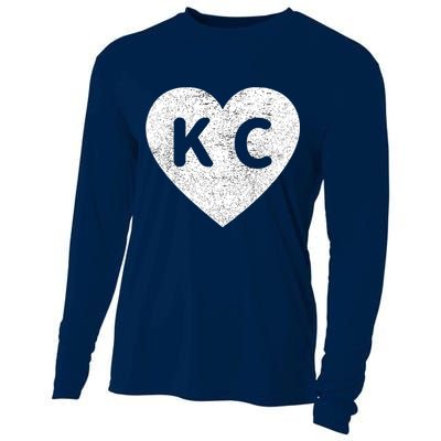 Vintage Distressed Love Kansas City KC Heart Print Cooling Performance Long Sleeve Crew