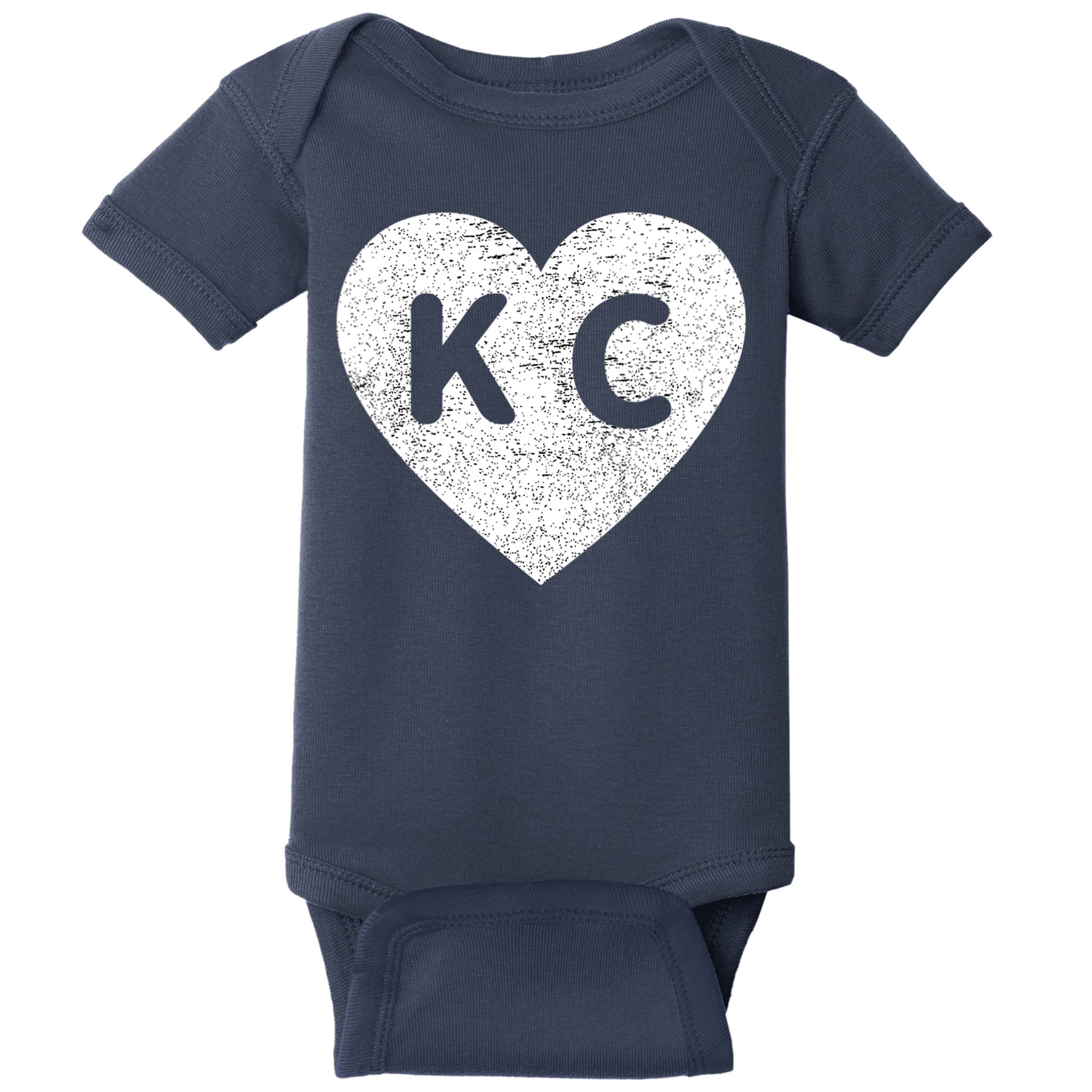 Vintage Distressed Love Kansas City KC Heart Print Baby Bodysuit