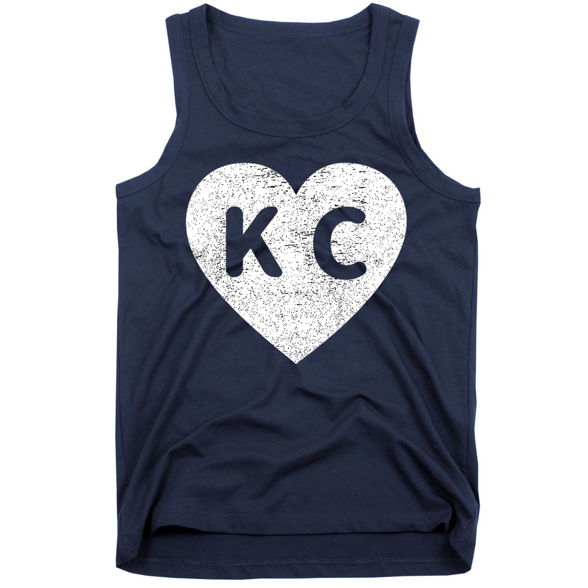 Vintage Distressed Love Kansas City KC Heart Print Tank Top