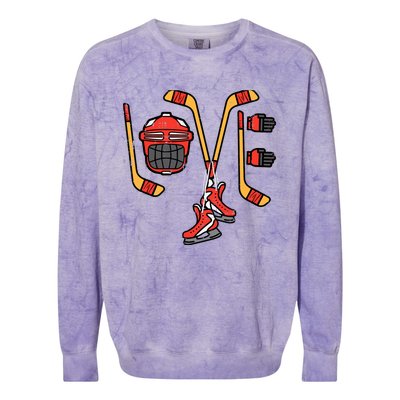 Valentines Day Love Ice Hockey Sports Goalie Colorblast Crewneck Sweatshirt