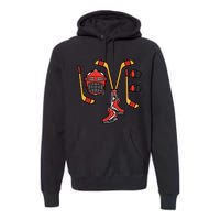 Valentines Day Love Ice Hockey Sports Goalie Premium Hoodie