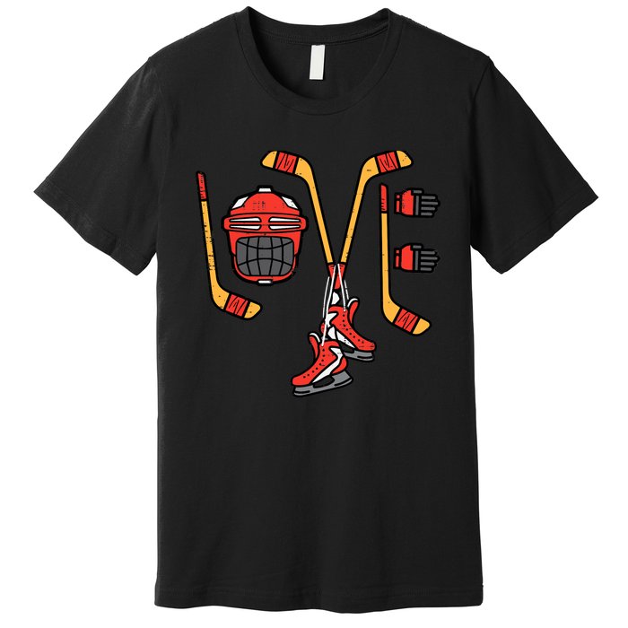 Valentines Day Love Ice Hockey Sports Goalie Premium T-Shirt