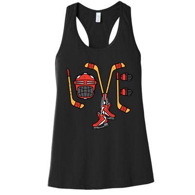 Valentines Day Love Ice Hockey Sports Goalie Women's Racerback Tank