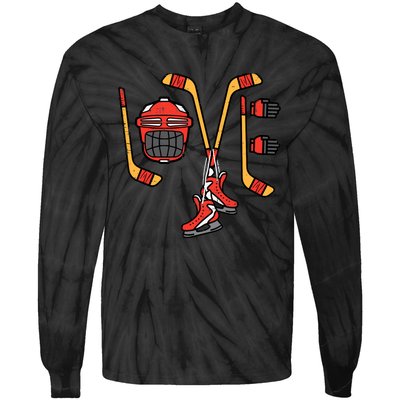 Valentines Day Love Ice Hockey Sports Goalie Tie-Dye Long Sleeve Shirt