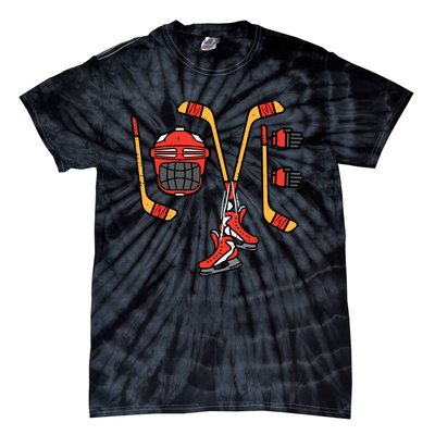 Valentines Day Love Ice Hockey Sports Goalie Tie-Dye T-Shirt