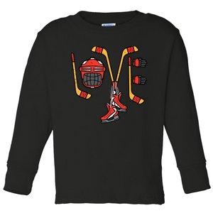 Valentines Day Love Ice Hockey Sports Goalie Toddler Long Sleeve Shirt