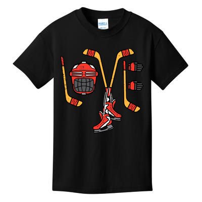 Valentines Day Love Ice Hockey Sports Goalie Kids T-Shirt