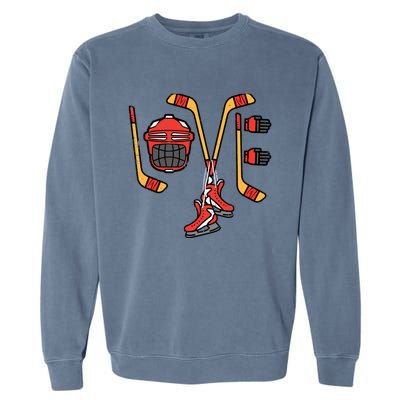 Valentines Day Love Ice Hockey Sports Goalie Garment-Dyed Sweatshirt