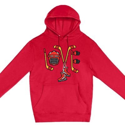 Valentines Day Love Ice Hockey Sports Goalie Premium Pullover Hoodie