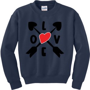 Valentines Day Love Arrows Kids Sweatshirt