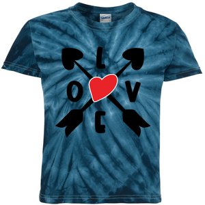 Valentines Day Love Arrows Kids Tie-Dye T-Shirt