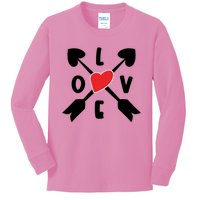 Valentines Day Love Arrows Kids Long Sleeve Shirt