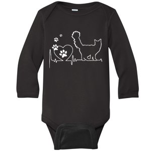 Valentines Day Love Heartbeat Cat Kitten Lover Cat Dad Mom Baby Long Sleeve Bodysuit