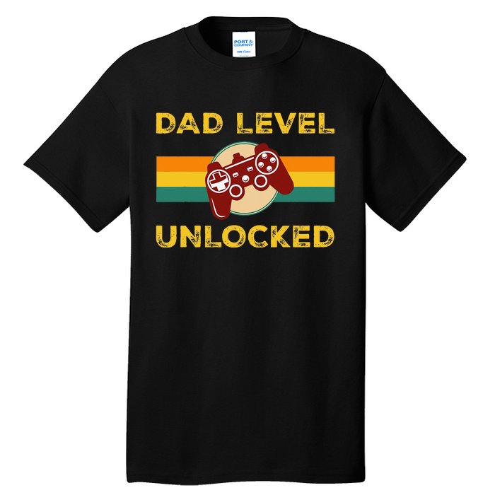 Vintage Dad Level Unlocked Gifts For Gamer Daddy Fathers Day Tall T-Shirt