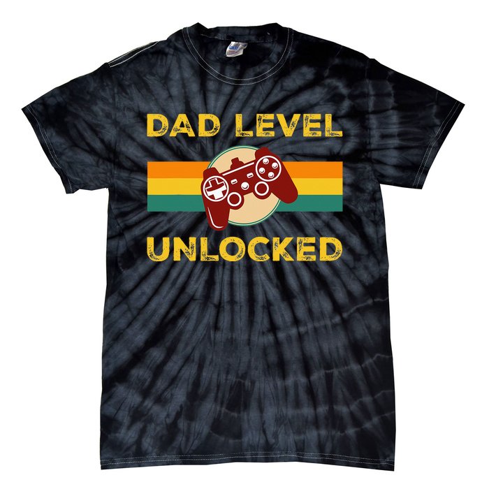 Vintage Dad Level Unlocked Gifts For Gamer Daddy Fathers Day Tie-Dye T-Shirt