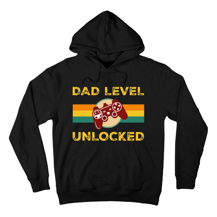 Vintage Dad Level Unlocked Gifts For Gamer Daddy Fathers Day Tall Hoodie