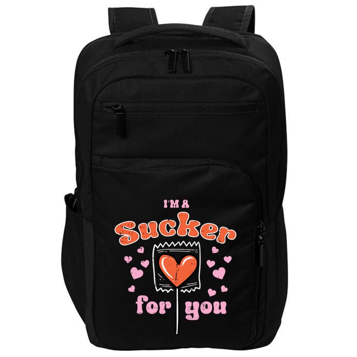 Valentines Day Lollipop Sucker For You Heart Candy Funny Gift Impact Tech Backpack