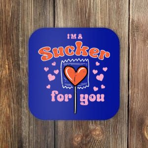 Valentines Day Lollipop Sucker For You Heart Candy Funny Gift Coaster