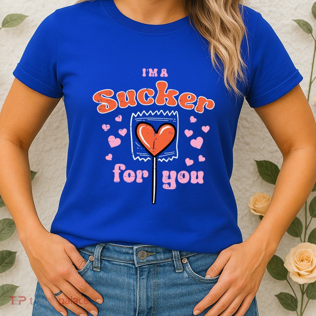 Valentines Day Lollipop Sucker For You Heart Candy Funny Gift Womens T-Shirt