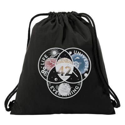 Venn Diagram Life The Universe And Everything 42 Life Drawstring Bag